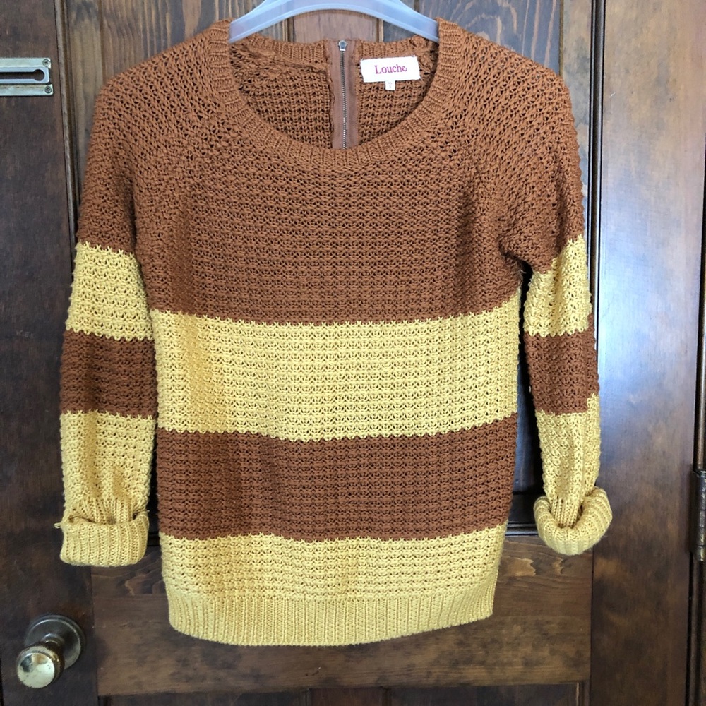 Brown and Yellow Waffle Sweater